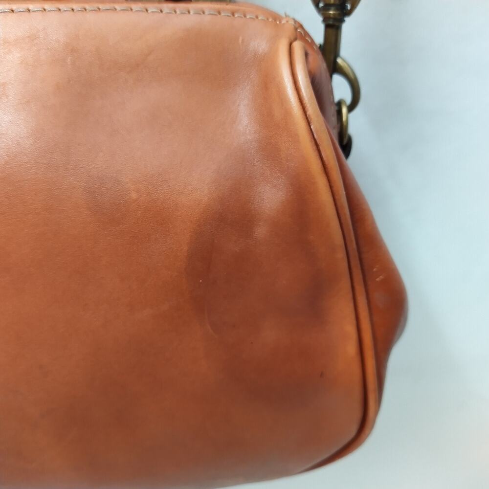 Patricia Nash Brown Leather Floral Pushlock Framed Closure Satchel Crossbody Bag - Picture 13 of 16